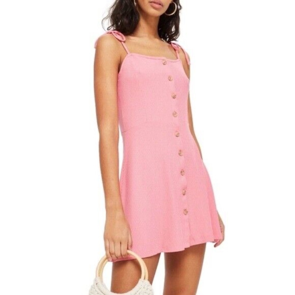 Topshop Button Ribbed Mini Dress Size 6